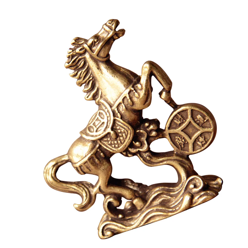 

Brass Horse Statue Copper Model Home Office Decor Feng Shui Gift Living Room Adornment Equine Charm Desktop Decoration