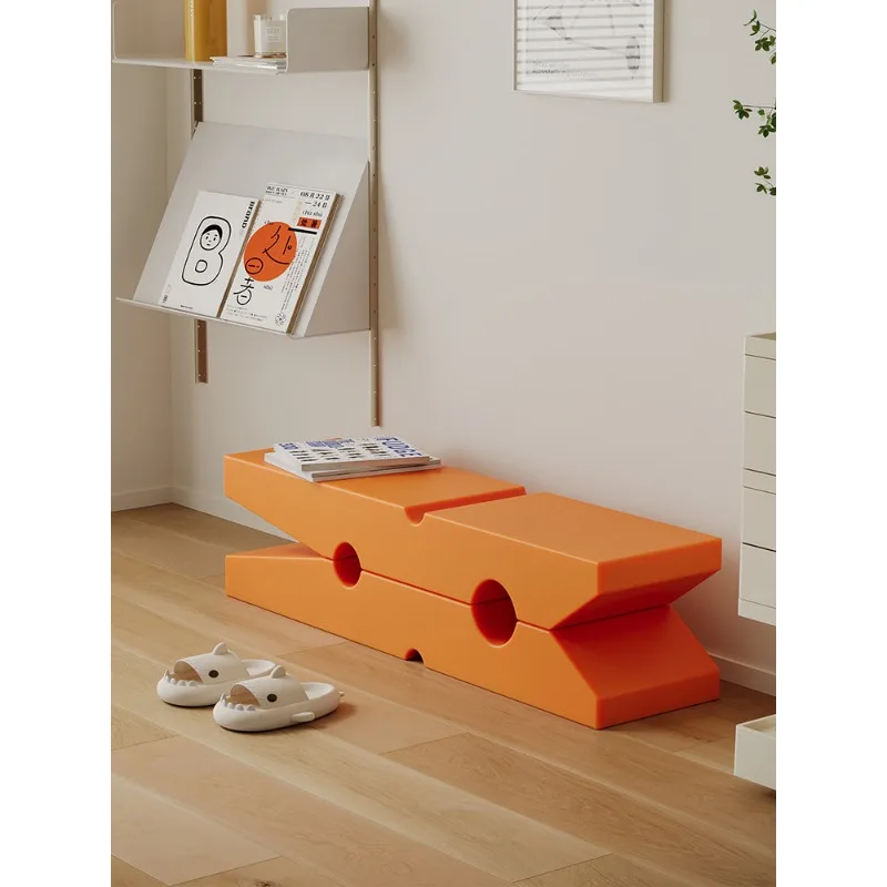 Plastic low stool home creative coffee table, long clip small bench, modern simple shoe changing small stool