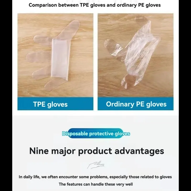 

A20F-Disposable Plastic Gloves-Slip-Resistant, Transparent, 500-Pairs For Food Service And Beauty