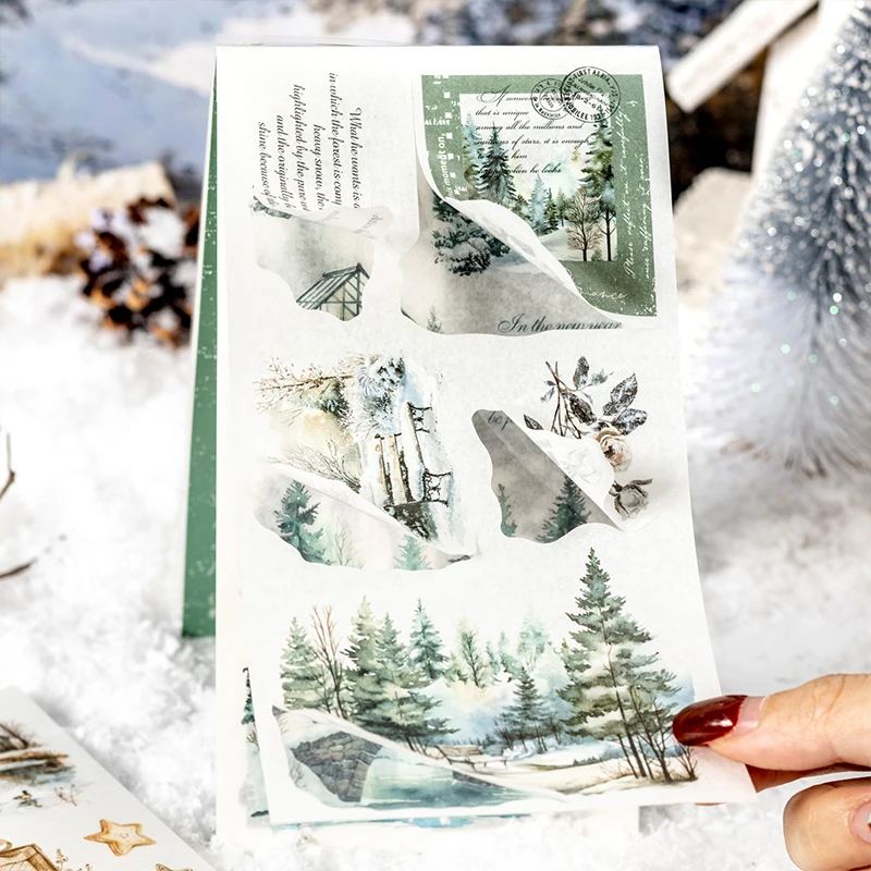 18 pcs PET Die cut Stickers book Winter Landscape Collection Decor handmade Scrapbooking Material Diary Album Craft Supplies