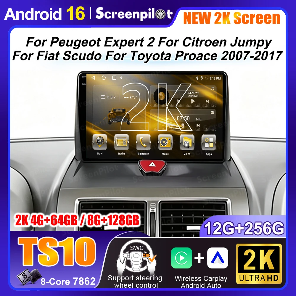 For Peugeot Expert 2 For Citroen Jumpy For Fiat Scudo For Toyota Proace 2007-2017 Car Radio Carplay No 2din DVD GPS Android Auto