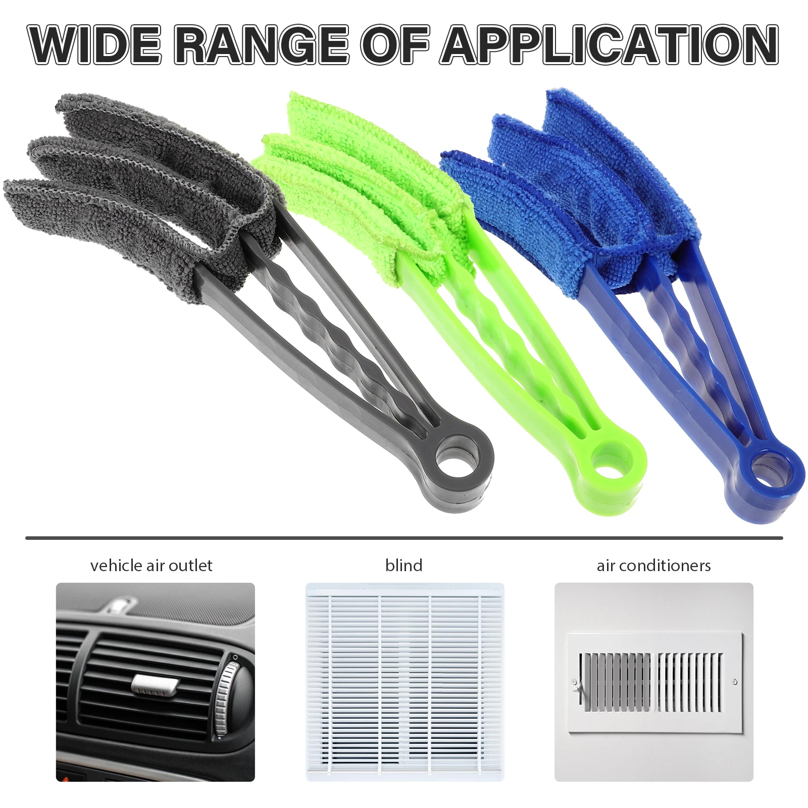 

3pcs Brush Blind Cleaning Brush for Air Outlet Blind Car Green Soft Bristles Portable Easy Snow