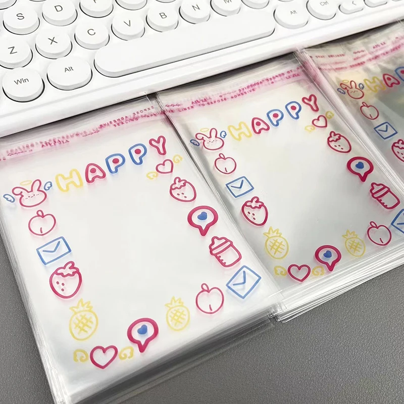 20/50/100Pcs Kawaii Transparent Sleeves Cute Photocard Sleeves Idol Photo Protective Storage Bag Graffiti Self-adhesive Bag