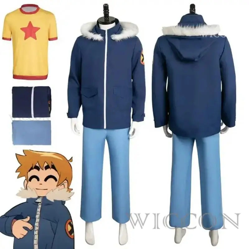 Scott Pilgrim Take Off Scott Cosplay Costume pour hommes adultes, manteau, pantalon, déguisement, tenue de jeu de rôle, Halloween, carnaval, imbibé