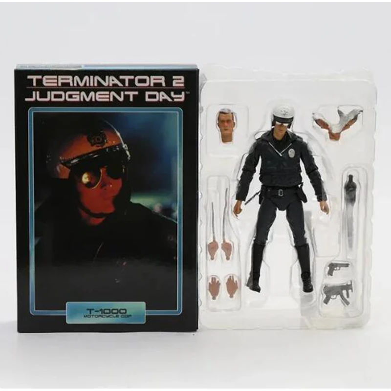 NECA Terminator 2 Día del Juicio T-1000 T-800 Arnold Schwarzenegger PVC figura de acción motocicleta modelo juguetes decoración de la habitación regalo