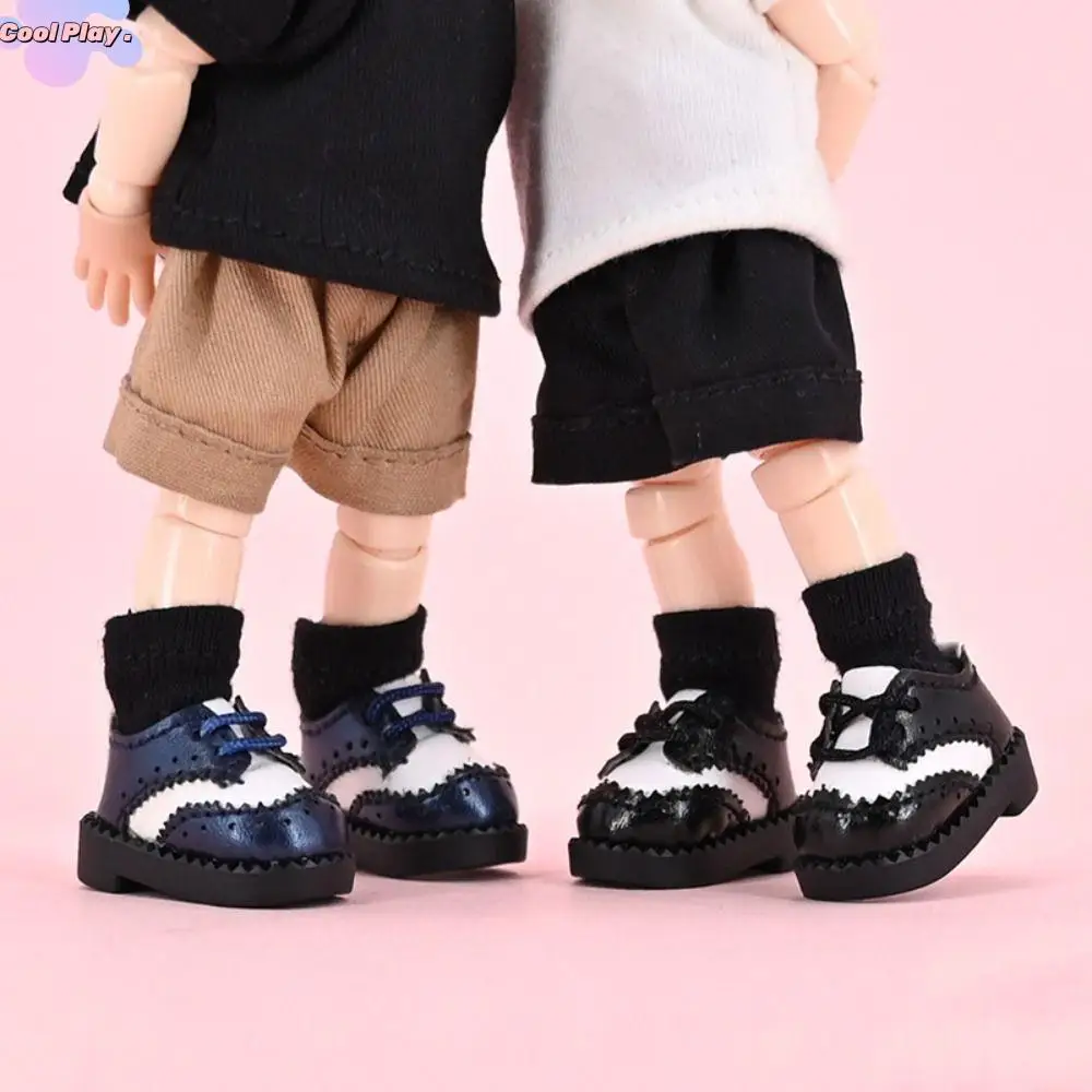 1 Pair Cloth OB11 Doll Patchwork Leather Shoes GSC P9 Size 1/12 Size 1/12 British Round Head Shoes Round Head Lightweight