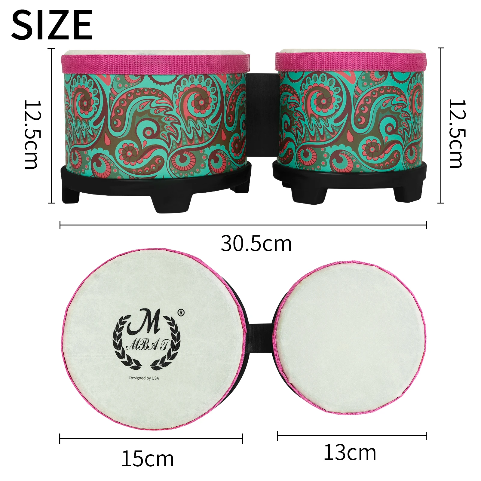 طقم طبلة MBAT-Bongo ، زين ، طبول ملتصقة ، دندف بونغو ، آلة قرع ، إسبانية ، تقليدية ، 5 إنش ، 6 إنش