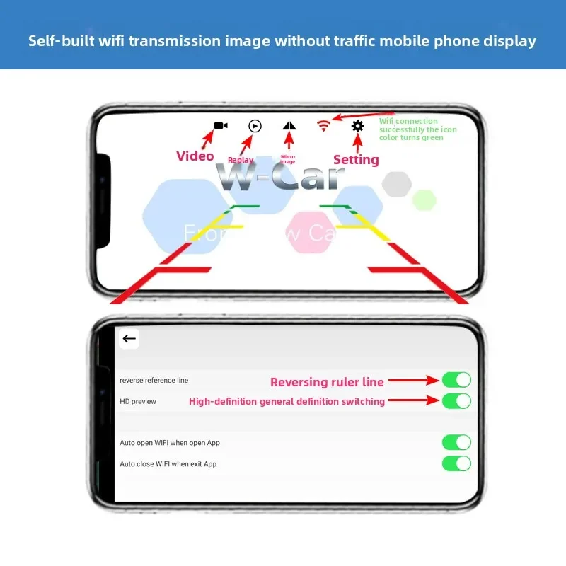 JISUIDA Wifi HD 170 Degree Car Rearview Camera Wireless Waterproof Wifi Backup Camera 12V 24V For Android Ios - view 6