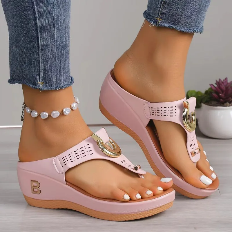 Summer Slippers Women 2025 Big Size Platform Wedges Sandals Slippers Non-Slip Open Toe Flip Flops Ladies Comfortable Beach Shoes image 3