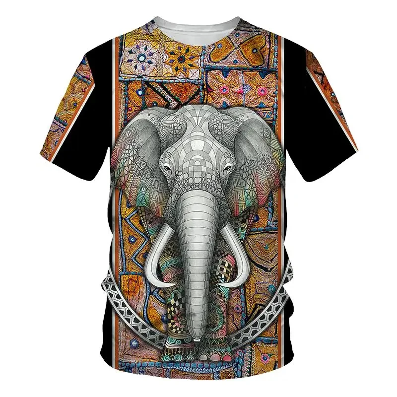 

Vintage Bohemia Elephant 3D Printed T Shirt For Men Clothes Funny Animal Graphic T-Shirt Casual Women Tshirt Streetwear Tee Tops