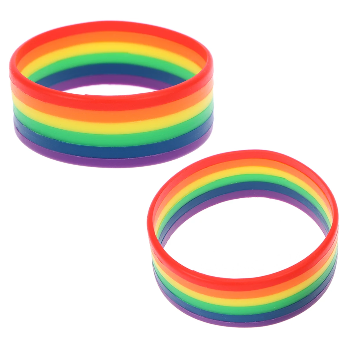 

2 Pcs Rainbow Bracelet Gay and Lesbian Silicone Color Section Fashion Wristband Unique