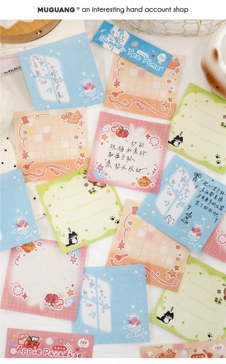 Journal GO 100 Blatt Kawaii-Themen-Notizblöcke, 100 Blatt Niedliche Illustrations-Notizpapiere zum Schreiben, Journaling, für Planer & Bastelarbeiten – Detail 1