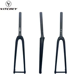 Vitchey Full carbon bike fork, full internal cable alignment thru-axle rigid bike fork, spinal canal, carbon fibre reinforced.