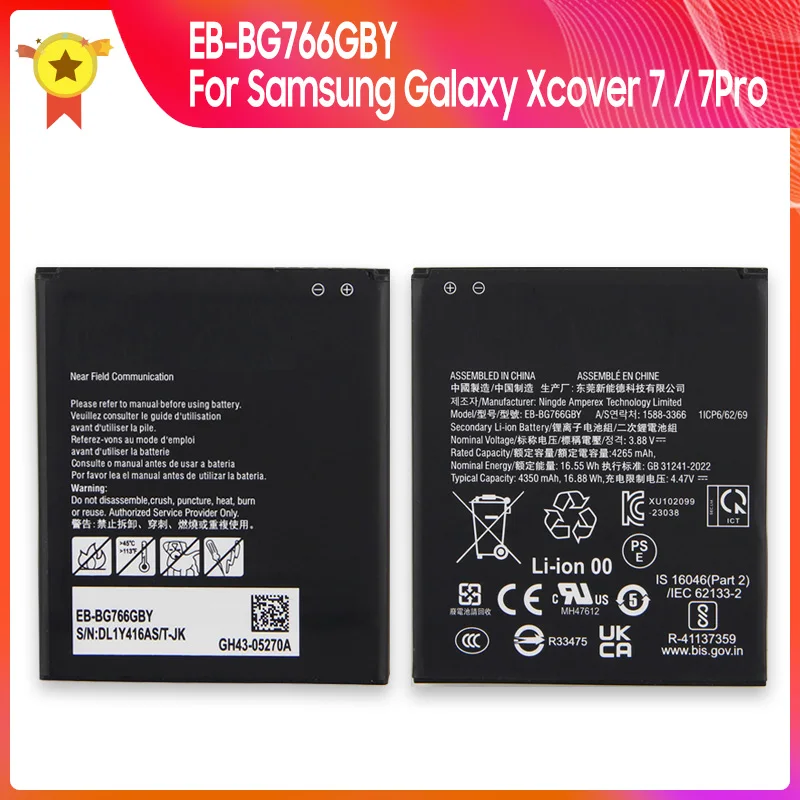 

Phone Battery EB-BG766GBY With NFC chip For Samsung Galaxy Xcover 7 Pro / 7Pro Replacement Batteries 4350mAh