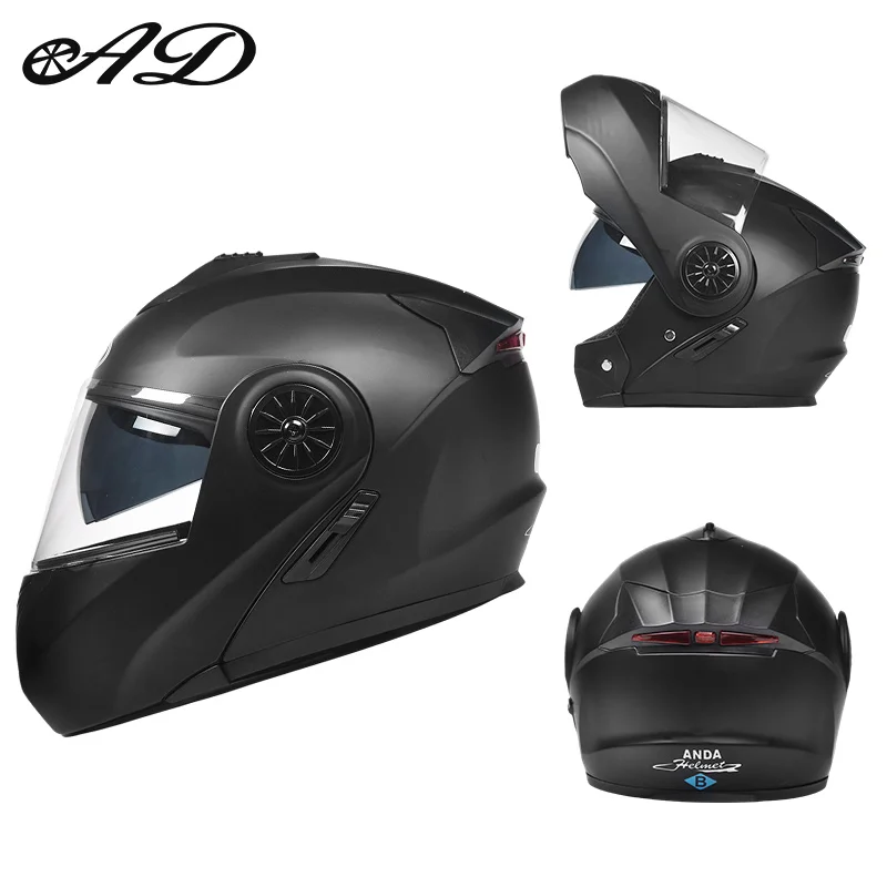 AD Factory latest fashion motorcycle dual lens helmet with internal sunshade safety module flip motorcycle helmet wholesale