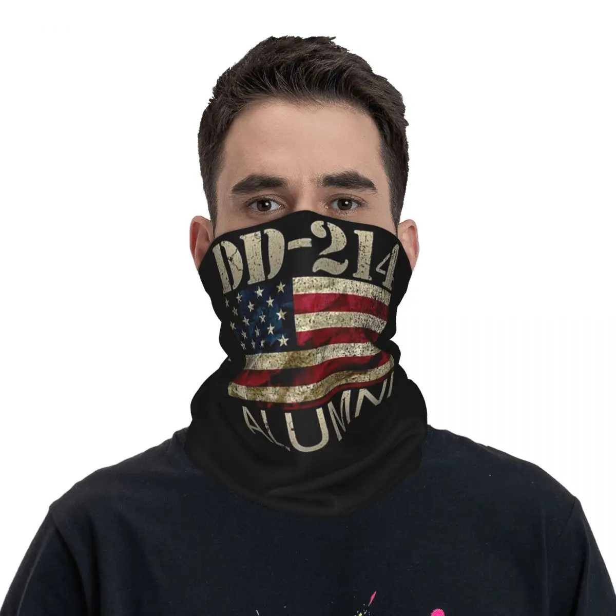 DD- Alumni Military Veteran Vintage American Flag Bandana Neck Cover Wrap Scarf Multifunction Balaclava Riding Breathable