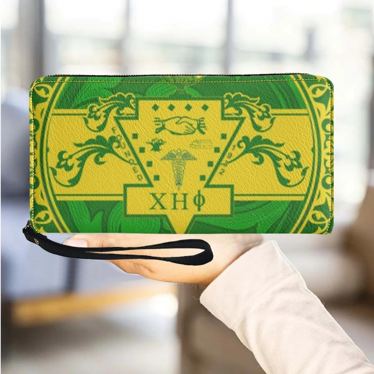 

Chi Eta Phi Sorority Designer Fashion Zipper Wallet Ladies Popular Long Wallet Handbag Portable Coin Purse Card Holder Leather