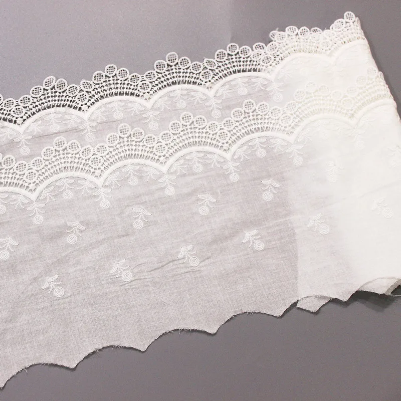 1 Yard White Lace Fabric Double Layer Mesh Lace Trim DIY Garment Accessories 22CM Wide