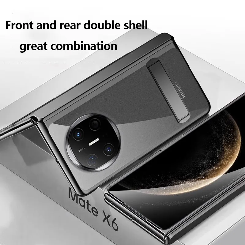 Electroplating Transparent Phone Case For Huawei Mate X6 X5 X3 5G Magnetic Hinge Screen Glass Full Protective Cover