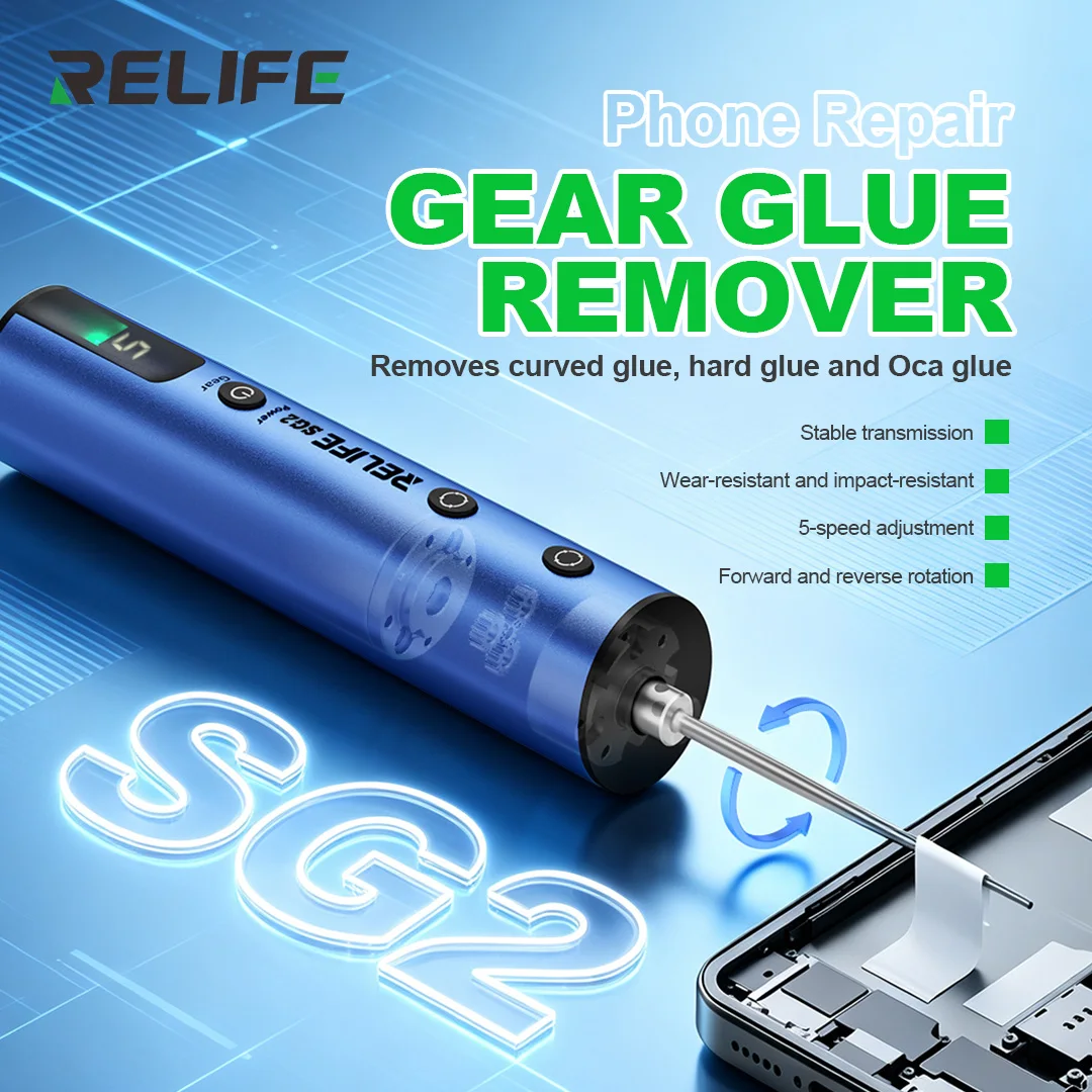 RELIFE SG2 Gear Glue Remover 5 Speed Forward Reverse Type C 1800mAh for Curved Hard OCA Screen Adhesive Removal Repair Tool