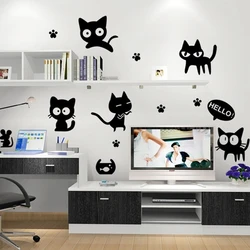 Super Funny Cute Cartoon Black Cat Vinyl Wall Stickers for Home Decoration Living Room Kids Bedroom Laptop Bathroom Tile Toilet