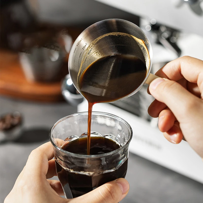 100 ML Coffee Extraction Cup Portable Measuring Cups with Scale Household Office Stainless Steel Ounce Cup Kitchen Tableware