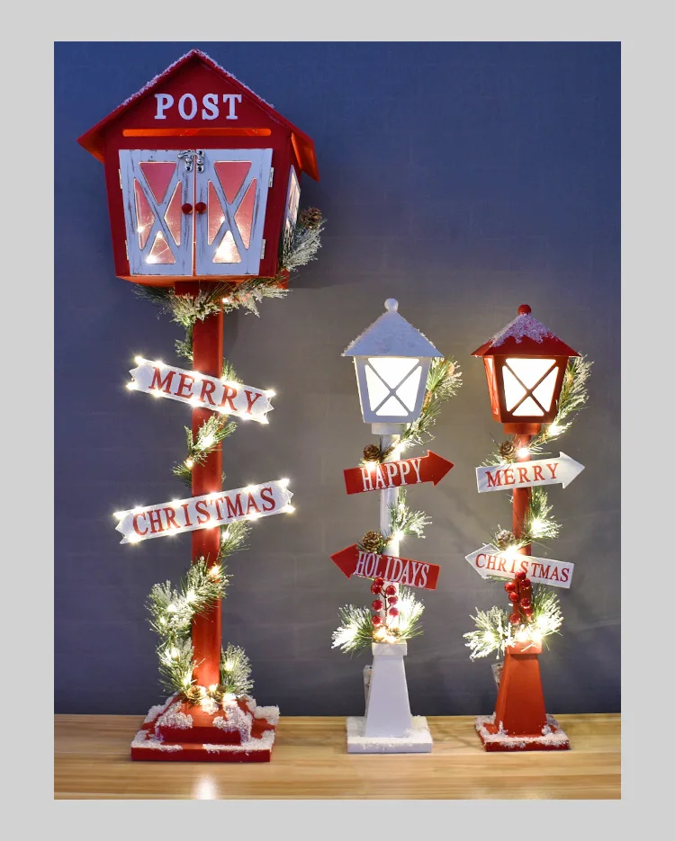 

Christmas decoration creative wooden mailbox mailbox street lamp decoration hotel bar shop front desk decoration
