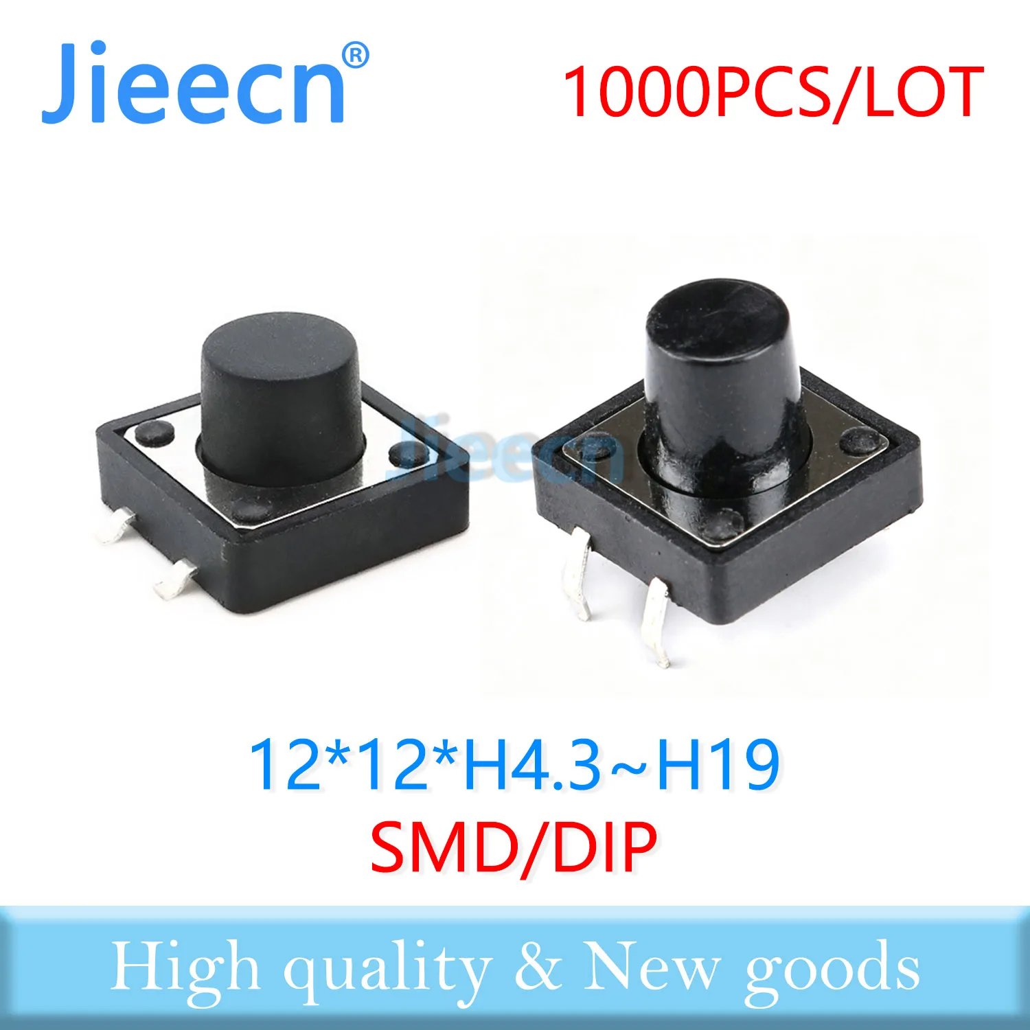 Micro Tact Push Button Switch 1000PCS Copper 12*12 4PIN 12V 12x12x4.3/5/6/7/8/9/10/11/12/13/14/15/16/17/18/19mm DIP SMD 12x12