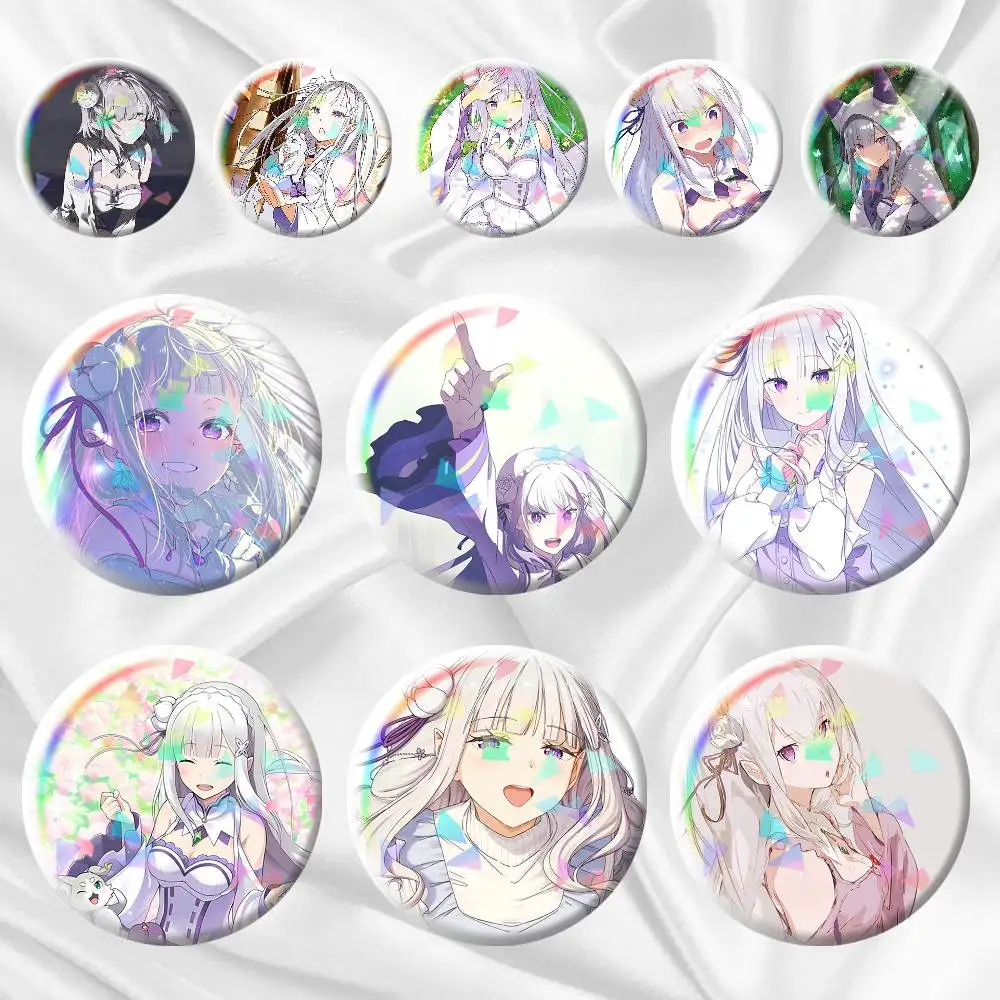 

re zero infinity Emilia Cute Anime G-Girl 75mm 44mm 25mm Brooch Backpack Hat Pins Accessories Toys Badge
