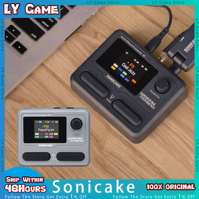 

SONICAKE Pocket Master 1.77" LCD Screen Mini Guitar Bass Amp APP Control 100+ Multi-Effects Pedal Built-in Battery QME-10 Custom