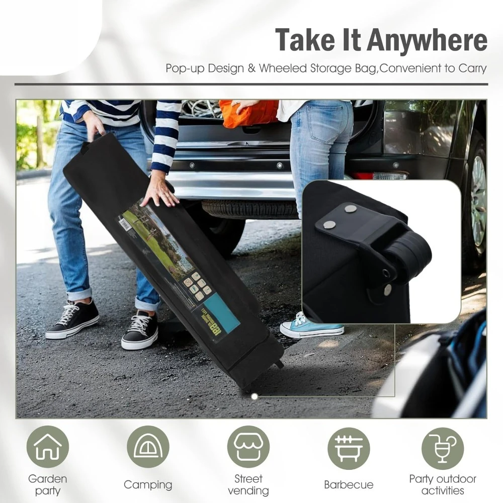 خيمة خارجية بمظلة منبثقة مقاس 10 × 10 للفناء مع حقيبة، مظلات سهلة الظهر، خيام مناسبات شديدة التحمل للفناء الخلفي والمقعد #6