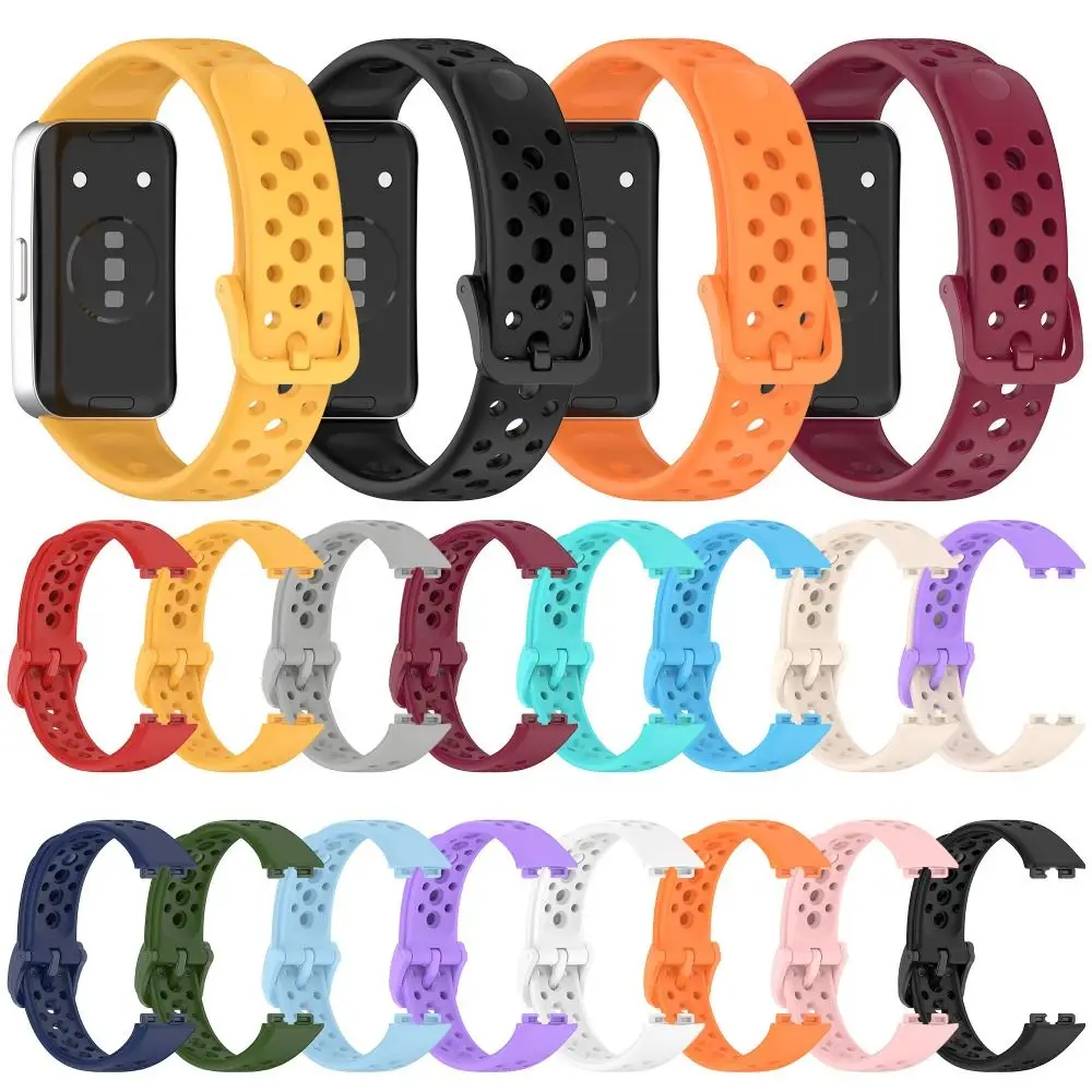 

Soft Replacement Silicone Watch Strap Wristband Breathable Bracelet Accessories Smart Watch Watchband for Huawei Band 9/8