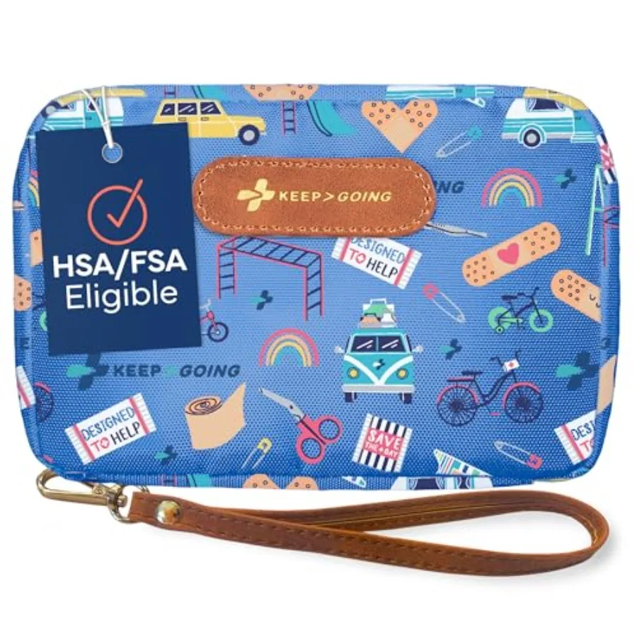 

KeepGoing Travel First Aid Kit for 130 Pc. for Car, Home, Purse, Diaper Bag and Backpack with Latex-Free Bandages - Mini First