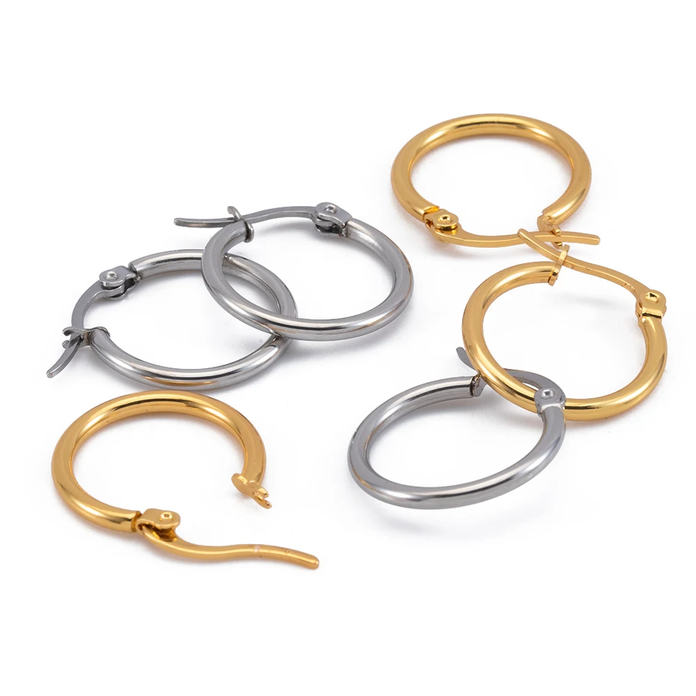 10pcs Exaggerated Circle Earrings Hooks Stainless Steel Earring 15-40mm Loop Blank Setting for Jewelry Making DIY Components