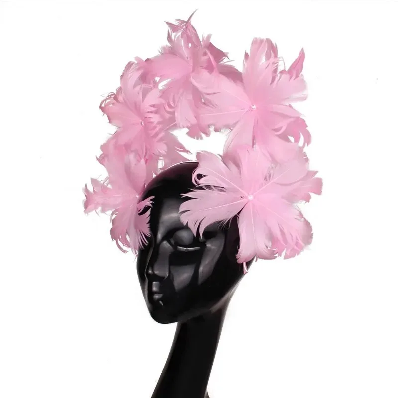 Luxury Feather Fascinator Headpiece for Women Wedding Bridal Headband Cocktail Party Hat Photoshoot Prop Multicolor Available