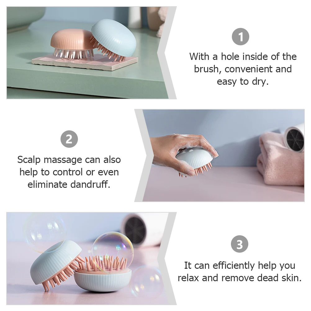 

2Pcs Hair Scalp Massage Brush Silicone Shampoo Head Brush Shower Bath Scalp Scrubber Hair Salon Tool Promote Blood Circulation