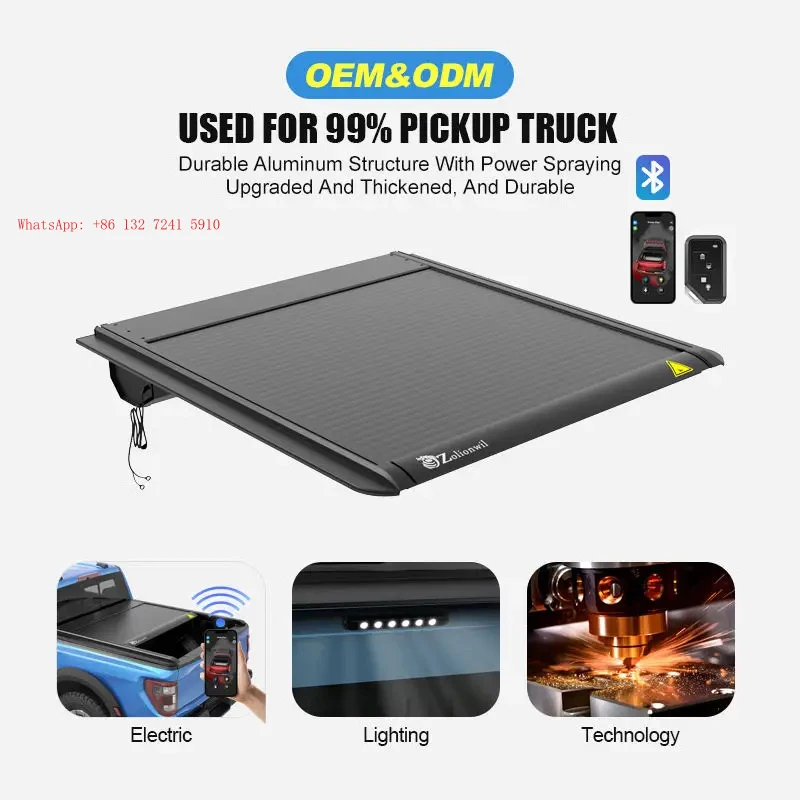 

New Design Aluminum Alloy Electric Tonneau Cover With Brake Light Roller Shutter Lid Fit Ranger Pickup Truck 5.5FT