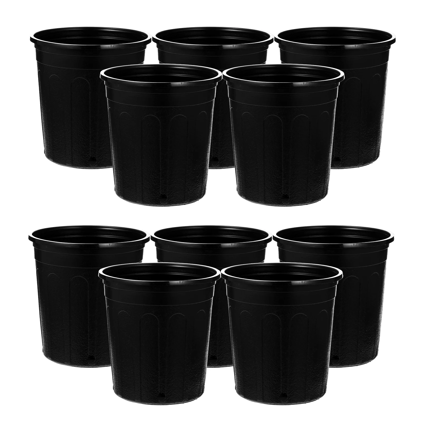 

10 Pcs Plastic Flower Pots Root Control Lightweight Black Garden Balcony Decorative Plant Containers Drainage for Indoor
