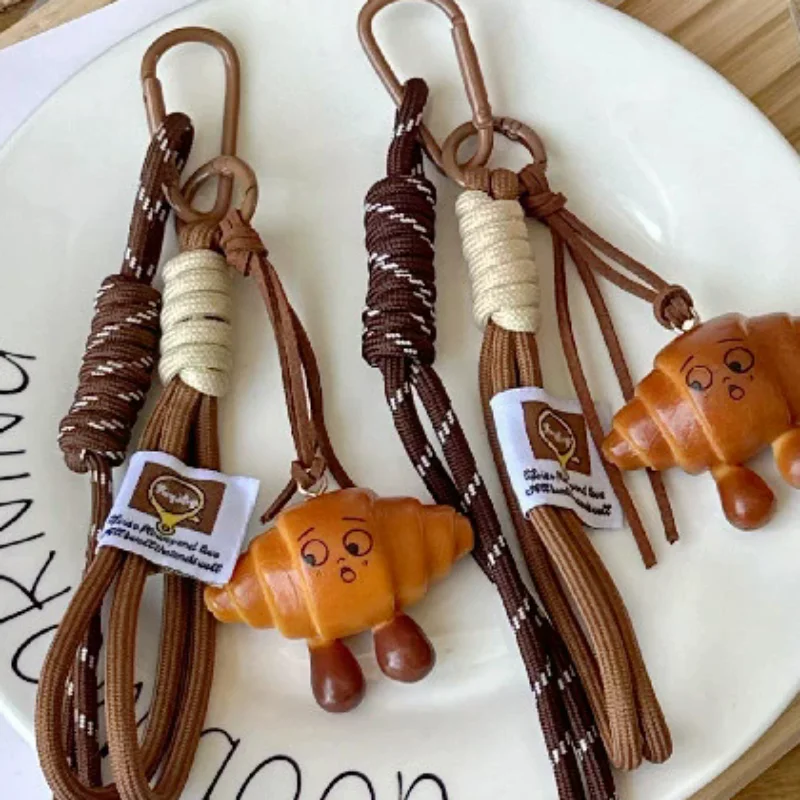 Braided Rope Bag Pendant Alkaline Water Bread Keychain Pendant Cute Bag Pendant Chocolate Pendant