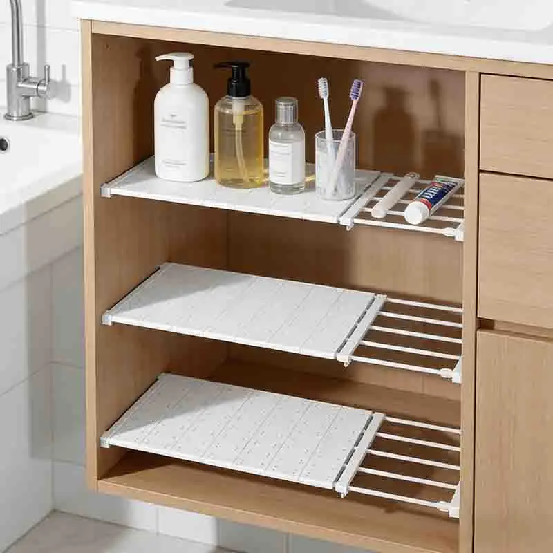 Verstellbares Schrank-Organizer-Regal, Küchenregal, platzsparendes Wandregal für Badezimmer, Kleiderschrank-Dekorregale, Schrankhalterung