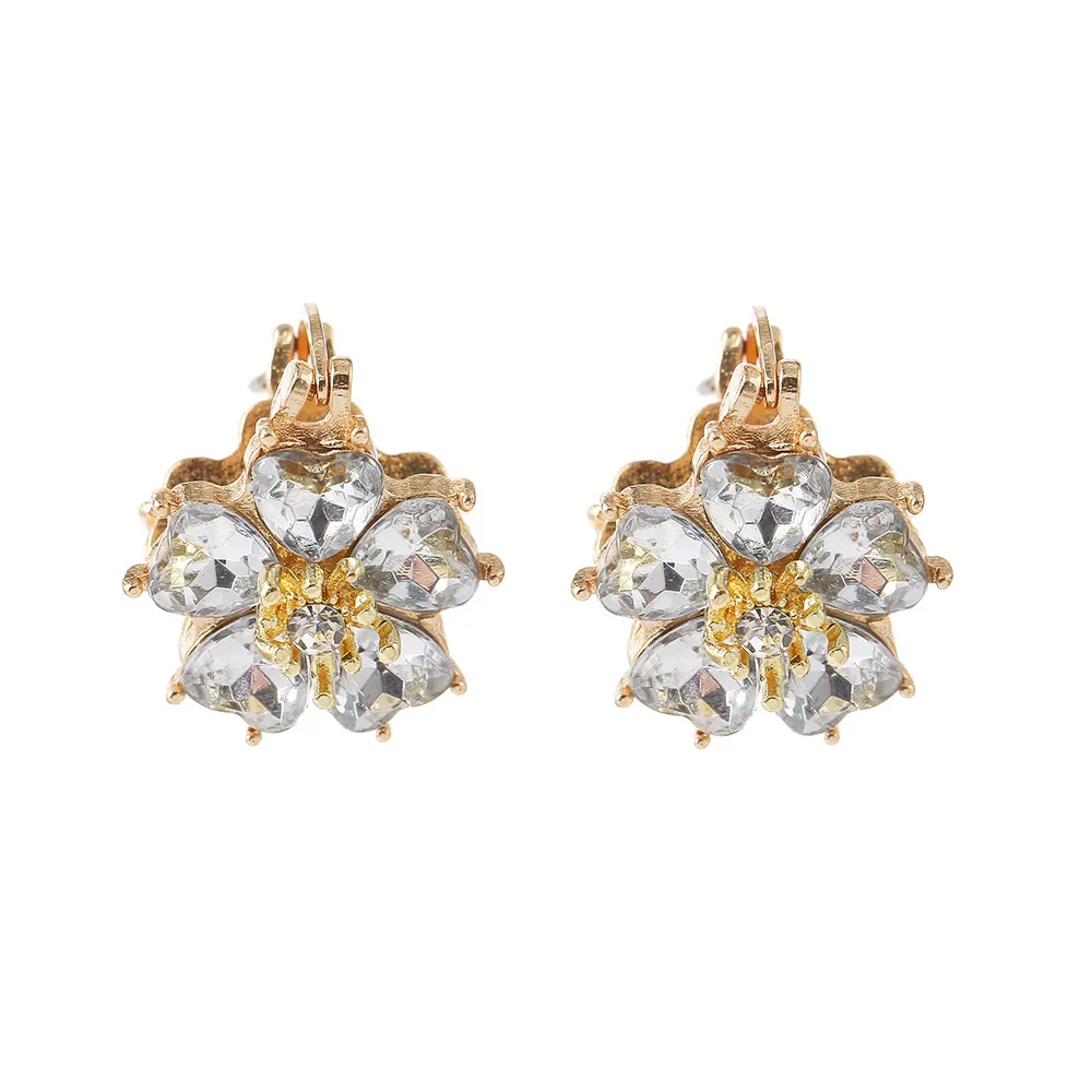 Exquisite Crystal Flower Drop Earrings for Women Wedding Party Korean Elegant Sweet Dangle Earrings Trendy Jewelry Girls Gifts