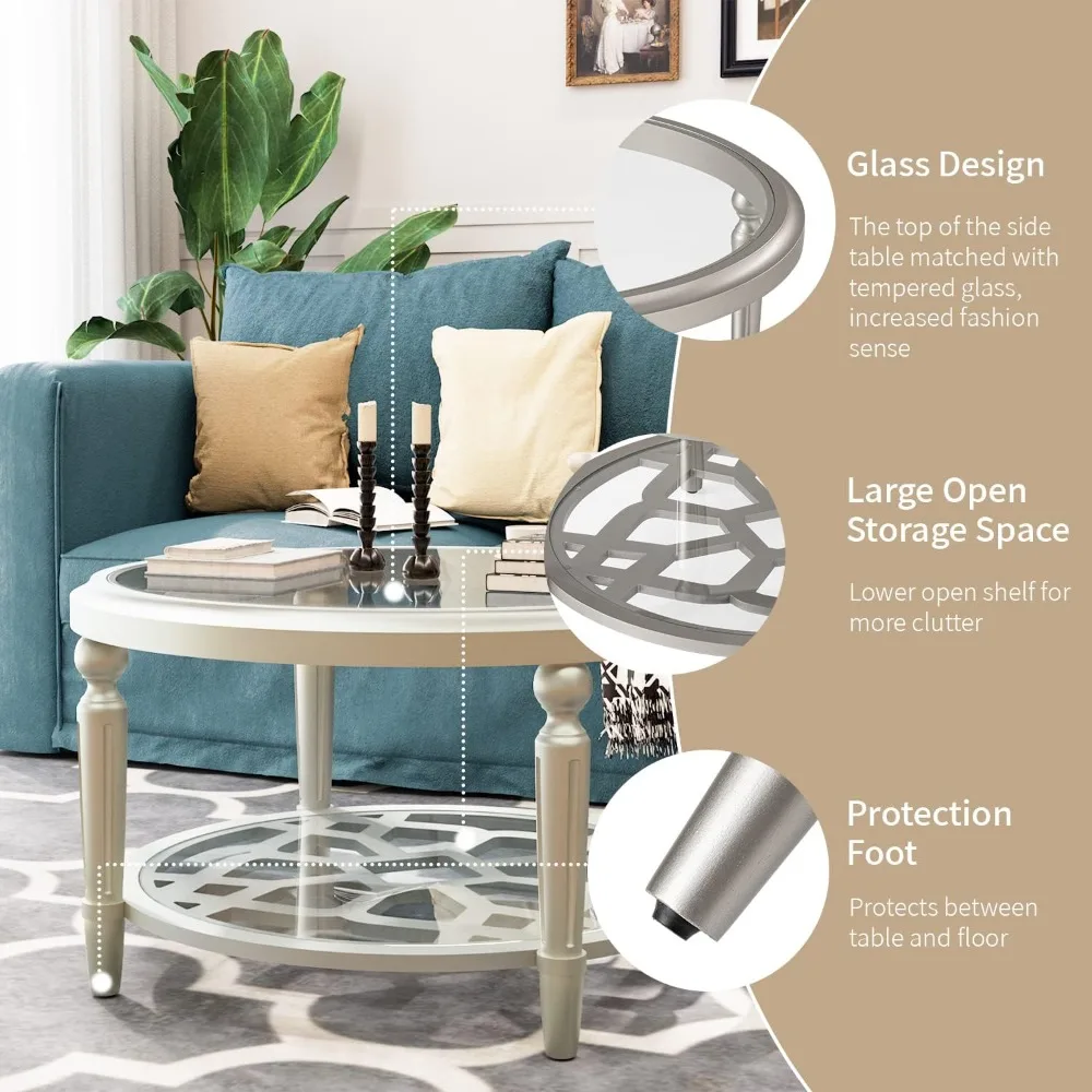 원형 유리 커피 테이블 - 32 선버리 스타일, 가볍고 세련된 거실 및 다이닝룸 장식 가구