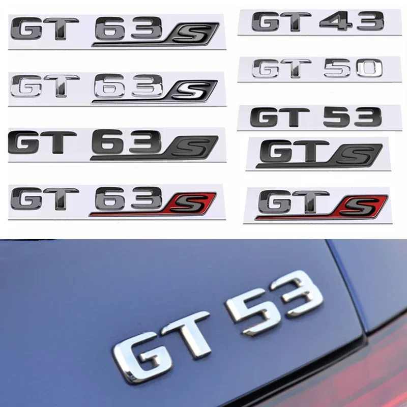 Insignia S con emblema de letras, pegatina 3D ABS para maletero trasero, plateado, negro y rojo para GT GTS GT63S GT43 GT50 GT53 GT63