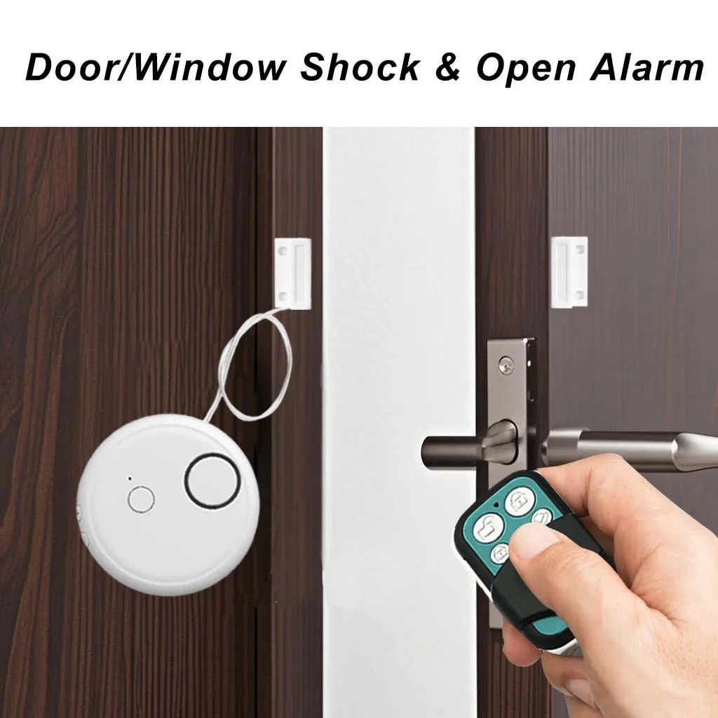 

2 in 1 Remote Control Glass Door Window Open Alarm with 5- Level Adjustable Vibration Sensitivity for Home Apartment Store