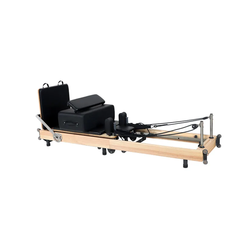 Foldable Pilates Bed For Home Use, Premium Oak With Thick Springs, Movable Yoga Bed, Customizable Color, Fitness Equipment
