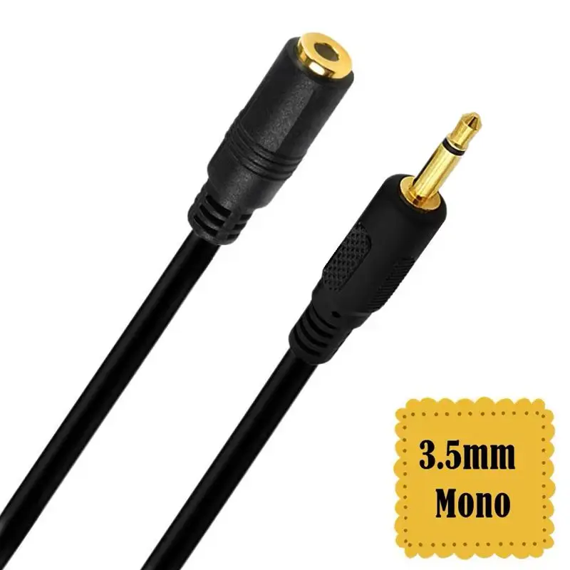 Gold-Plated 3.5mm Mono Male to Female Cable 3.5mm 1/8 