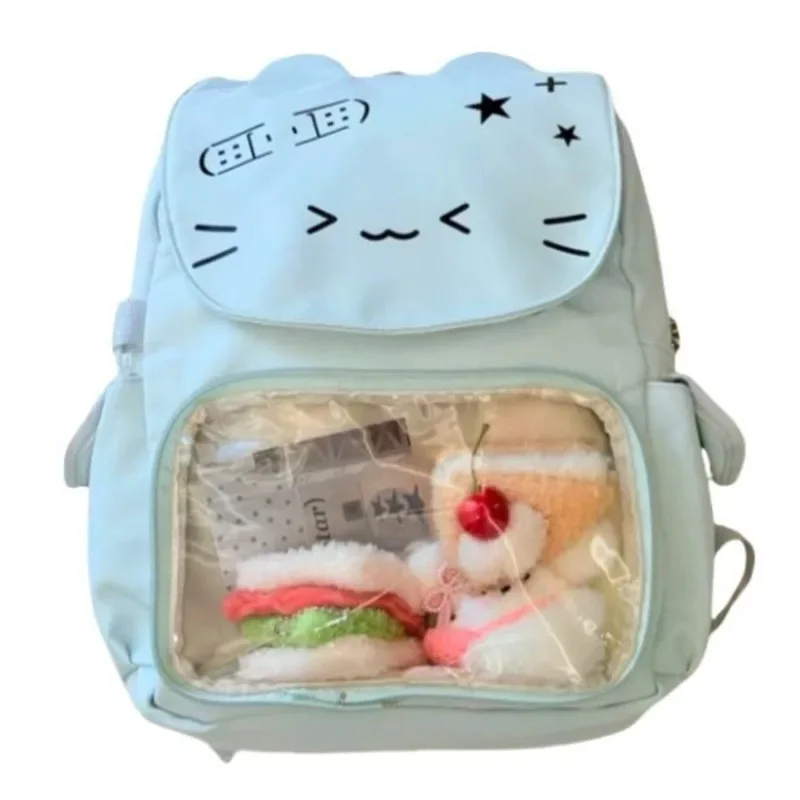 

Y2K Back To School CY Cat Backpacks ItaBag Kawaii Sweet Cute Japan Bare Bag Badge Middle High School Large Capacity Class ItaBag