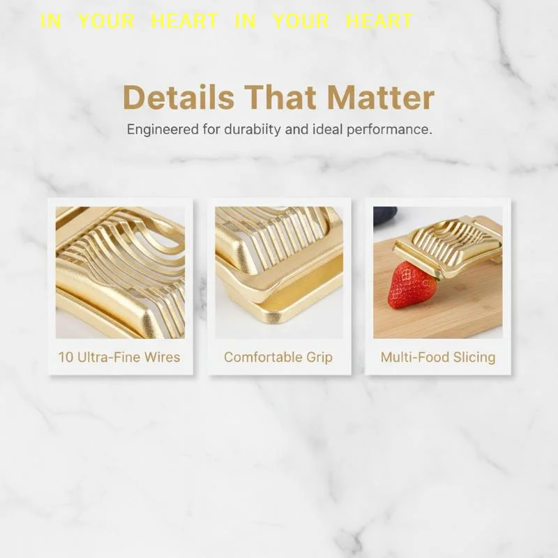 【X】Food Grade Stainless Steel Egg Slicer Aluminum Alloy Frame Ergonomic Design for Home Kitchen Cooking Food Prep