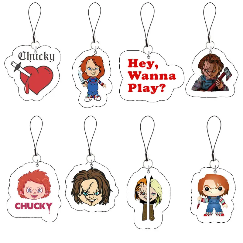 Horrible Movie Chucky Bride Phone Pendant Keychain for Accessories Bag Chucky HALLOWEEN Ghost Doll Key Chain Ring Keyring Gifts