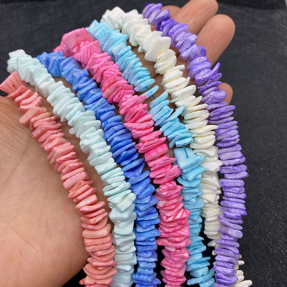 Irregular Natural Shell Dyeing Beads Multicolor Shell Straight Holes Loose Bead 1 Strand Handmade Necklace Bracelet Jewelry Gift